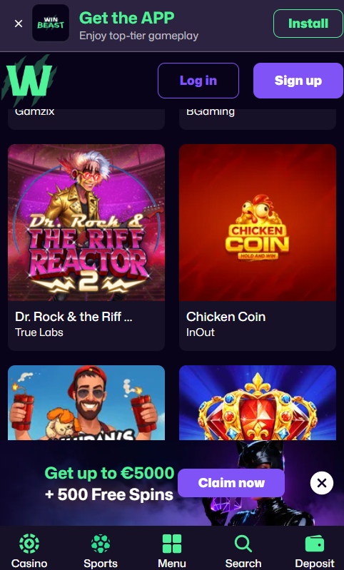 WinBeast Casino mobile